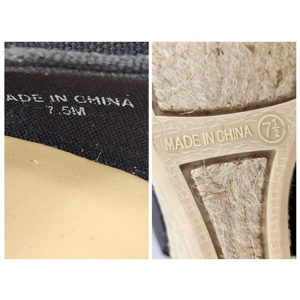 Talbots Black Canvas Slingback‎ Wedge Espadrille Heels Women's Size 7.5M
